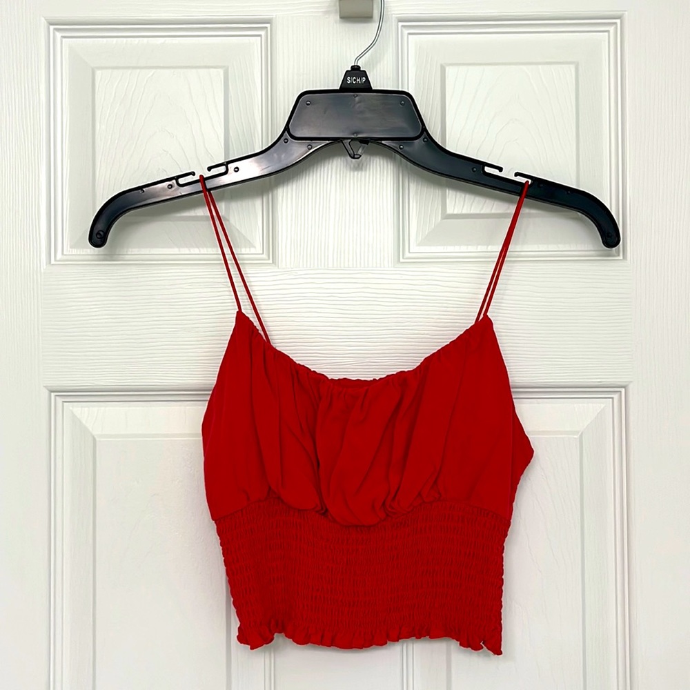 LA Hearts, size XS, red crop tank top